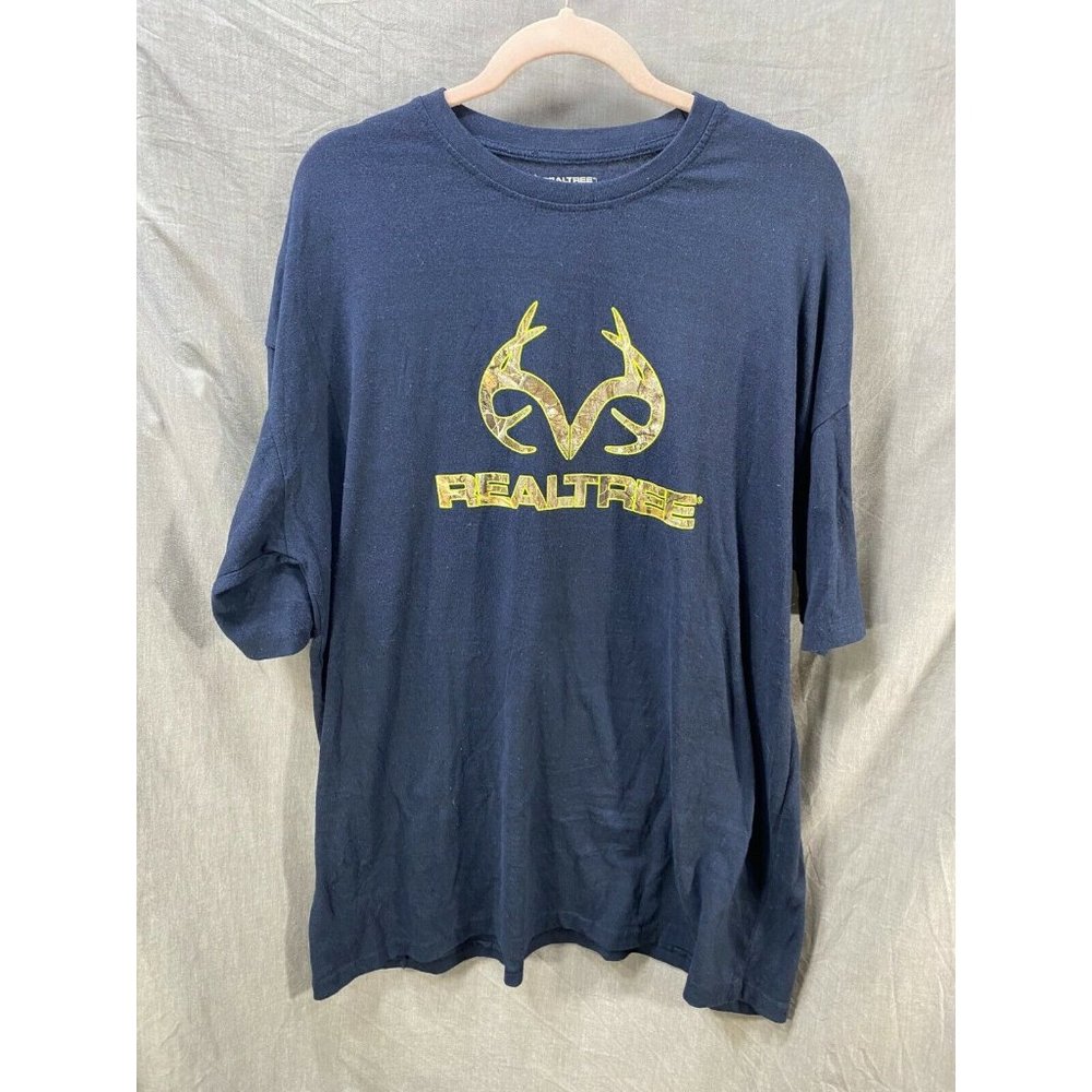 Realtree Shirt Adult 2XL Blue Short Sleeve Pullover Tee Mens